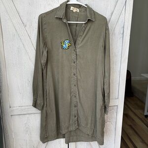 Cloth & Stone Anthropologie Chambray Button Shirt Dress Women’s XS Lace-up Back